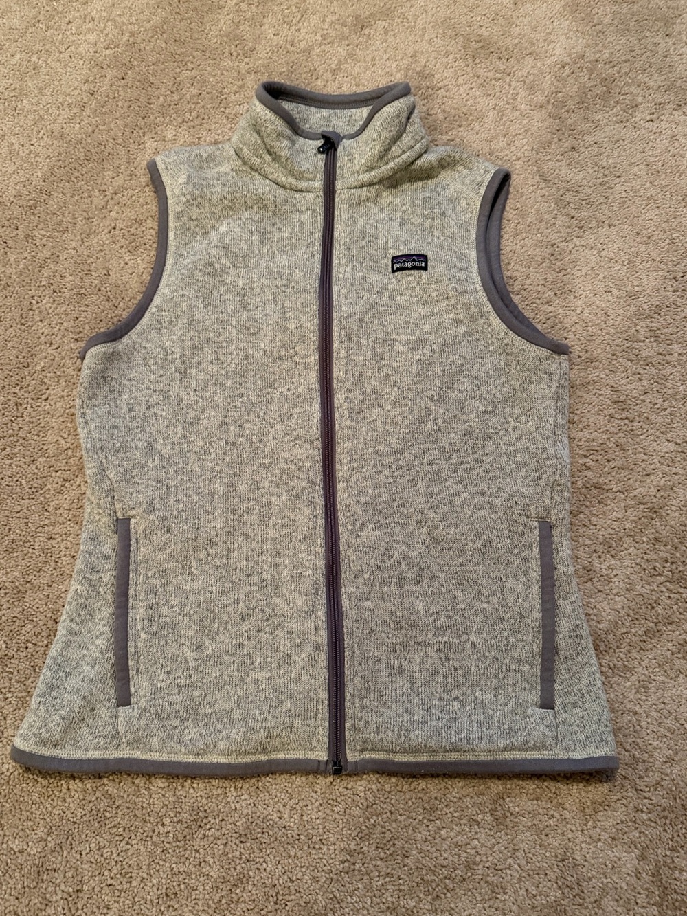 Patagonia Women's Better Sweater Vest featuring a full-zip front gray Medium